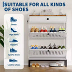 Meuble à chaussures avec 2 tiroirs basculants et 1 grand tiroir, meuble de rangement pour chaussures en bois avec étagère réglable, rangement pour chaussures, meuble à chaussures caché