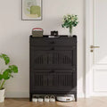 Shoe Cabinet with 2 Flip Drawers and 1 Large Drawer, Wooden Shoe Organizer Cabinet with Adjustable Shelf, Shoe Storage, Hidden Shoe Cabinet