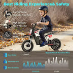 ECOLEAP K1 Kids Electric Dirt Bike 36V  16MPH Fast, 14-Mile Range, 700W Peak Motor, 3-Speed Modes, 12 Off-Road Tires, UL,Ages 3-10