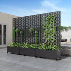 MAYEERTY Black Wrought Iron Planter with Trellis (Square 01), 72x35x16, 5-Piece Outdoor Garden Planter
