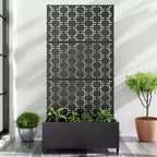 Jardinière MAYEERTY en fer forgé avec treillis (carré 01), 72x35x16, jardinière d'extérieur 5 pièces