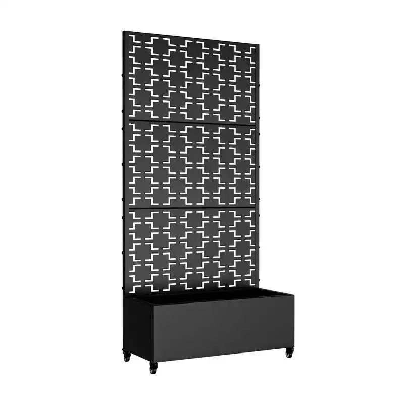 Jardinière MAYEERTY en fer forgé avec treillis (carré 01), 72x35x16, jardinière d'extérieur 5 pièces
