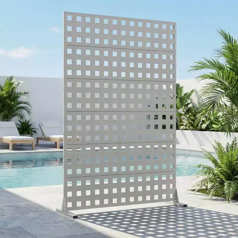 MAYEERTY Cloison de séparation en acier galvanisé gris à grille, 183x120x40 cm, paravent durable en 6 parties
