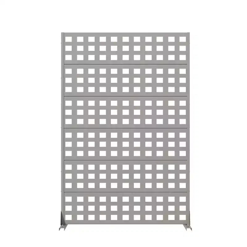MAYEERTY Cloison de séparation en acier galvanisé gris à grille, 183x120x40 cm, paravent durable en 6 parties