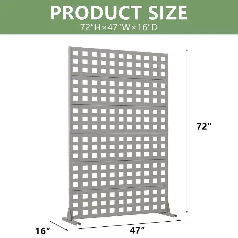 MAYEERTY Cloison de séparation en acier galvanisé gris à grille, 183x120x40 cm, paravent durable en 6 parties