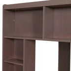 Luxystar Queen Wood Loft Bed with 8 Storage Shelves for Apartment