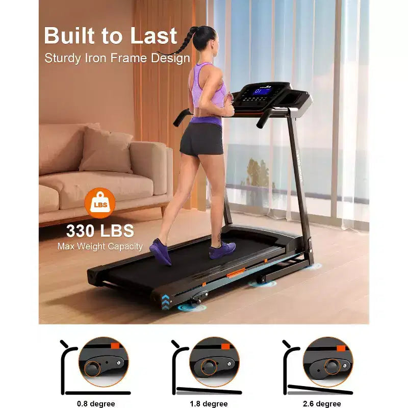 Redliro Tapis Roulant Pliable Inclinable à 3 Niveaux pour la Maison, Machine de Course avec Haut-parleurs Bluetooth, Tapis Roulant Compact avec Capacité de 150 kg