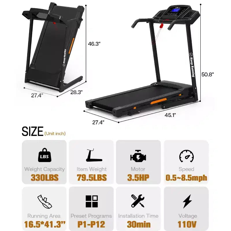 Redliro Tapis Roulant Pliable Inclinable à 3 Niveaux pour la Maison, Machine de Course avec Haut-parleurs Bluetooth, Tapis Roulant Compact avec Capacité de 150 kg