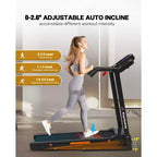 Redliro Tapis Roulant Pliable Inclinable à 3 Niveaux pour la Maison, Machine de Course avec Haut-parleurs Bluetooth, Tapis Roulant Compact avec Capacité de 150 kg
