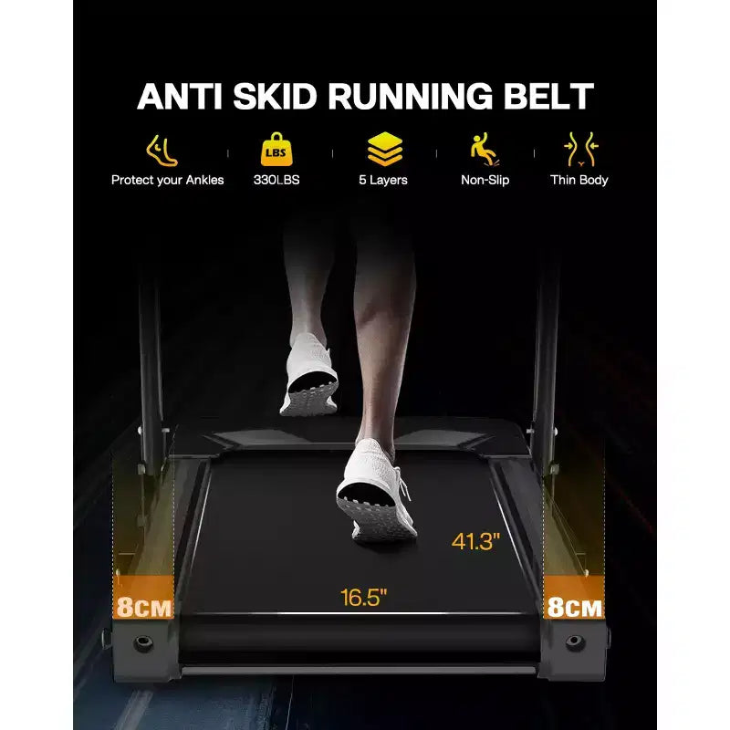 Redliro Tapis Roulant Pliable Inclinable à 3 Niveaux pour la Maison, Machine de Course avec Haut-parleurs Bluetooth, Tapis Roulant Compact avec Capacité de 150 kg
