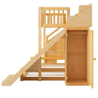 Luxystar Twin over Full Bunk Bed with Slide, Shelves, Storage Staircaseand Wardrobe for Kids' Room