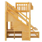 Luxystar Twin over Full Bunk Bed with Slide, Shelves, Storage Staircaseand Wardrobe for Kids' Room