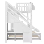 Luxystar Twin over Full Bunk Bed with Slide, Shelves, Storage Staircaseand Wardrobe for Kids' Room