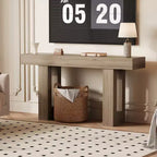 Sofa Console Table with Power Outlet, USB & Type-C Charging Ports, Extra Long Narrow Table for Entryway Hallway & Living Room