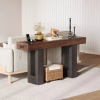 Sofa Console Table with Power Outlet, USB & Type-C Charging Ports, Extra Long Narrow Table for Entryway Hallway & Living Room