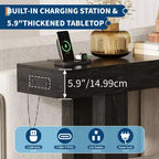 Sofa Console Table with Power Outlet, USB & Type-C Charging Ports, Extra Long Narrow Table for Entryway Hallway & Living Room