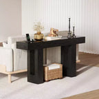 Sofa Console Table with Power Outlet, USB & Type-C Charging Ports, Extra Long Narrow Table for Entryway Hallway & Living Room