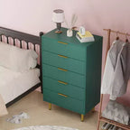 Commode à 5 tiroirs pour chambre à coucher, commode en bois de 29,5 pouces, commode cannelée avec poignées en métal doré, organisateur grande capacité pour couloir et entrée