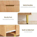 Commode à 5 tiroirs pour chambre à coucher, commode en bois de 29,5 pouces, commode cannelée avec poignées en métal doré, organisateur grande capacité pour couloir et entrée
