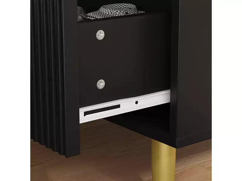 Commode à 5 tiroirs pour chambre à coucher, commode en bois de 29,5 pouces, commode cannelée avec poignées en métal doré, organisateur grande capacité pour couloir et entrée
