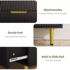 Commode à 5 tiroirs pour chambre à coucher, commode en bois de 29,5 pouces, commode cannelée avec poignées en métal doré, organisateur grande capacité pour couloir et entrée