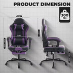 Chaise de jeu ergonomique Ora Maison avec repose-pieds et soutien lombaire massant, chaise d'ordinateur pivotante réglable en hauteur pour adultes, capacité de 136 kg, violet
