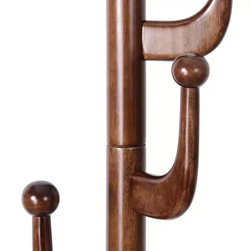 Bekrvio Cactus Freestanding Coat Rack Solid Wood Coat Tree with 7 Hooks and Sturdy Round Base, Entryway Wooden Coat Stands for Coats, Hats & Bags