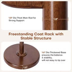 Bekrvio Cactus Freestanding Coat Rack Solid Wood Coat Tree with 7 Hooks and Sturdy Round Base, Entryway Wooden Coat Stands for Coats, Hats & Bags