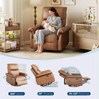 Manual Recliner Chair with Swivel Rocker - PU Leather Adjustable Backrest for Living Room Nursery