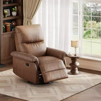 Manual Recliner Chair with Swivel Rocker - PU Leather Adjustable Backrest for Living Room Nursery