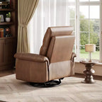 Manual Recliner Chair with Swivel Rocker - PU Leather Adjustable Backrest for Living Room Nursery