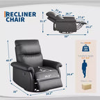 Manual Recliner Chair with Swivel Rocker - PU Leather Adjustable Backrest for Living Room Nursery