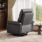 Manual Recliner Chair with Swivel Rocker - PU Leather Adjustable Backrest for Living Room Nursery
