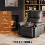 Manual Recliner Chair with Swivel Rocker - PU Leather Adjustable Backrest for Living Room Nursery