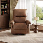 Manual Recliner Chair with Swivel Rocker - PU Leather Adjustable Backrest for Living Room Nursery