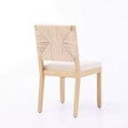 GDFStudio Haven – Chaises de salle à manger en bois rembourrées en lin avec dossier en corde (lot de 2)