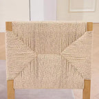 GDFStudio Haven – Chaises de salle à manger en bois rembourrées en lin avec dossier en corde (lot de 2)