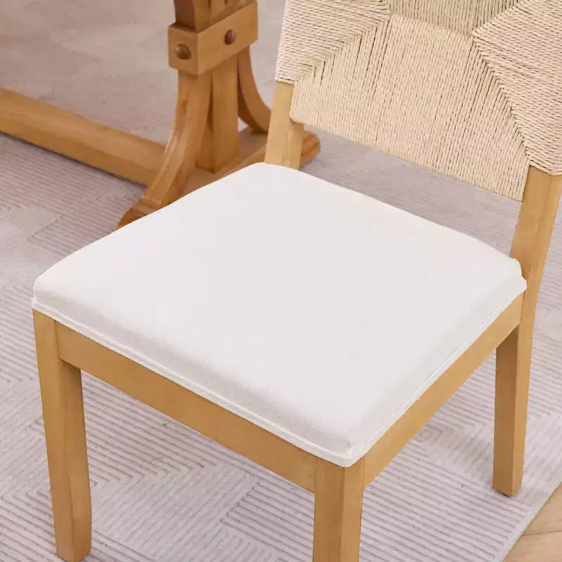 GDFStudio Haven – Chaises de salle à manger en bois rembourrées en lin avec dossier en corde (lot de 2)