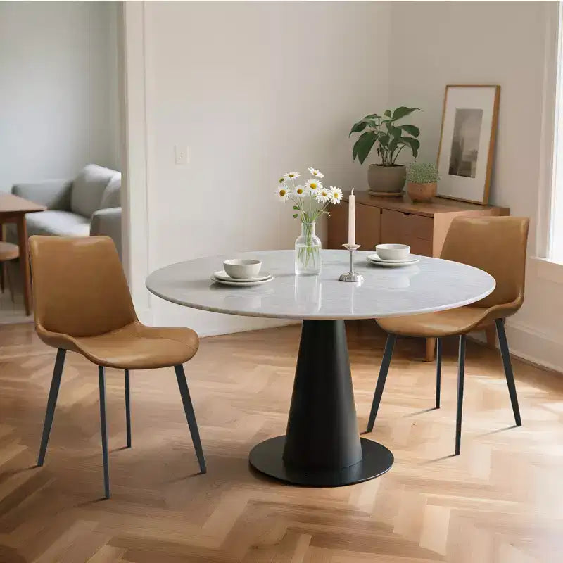 GDFStudio Kelila Modern Faux Leather Upholstered Dining Chair with Metal Legs