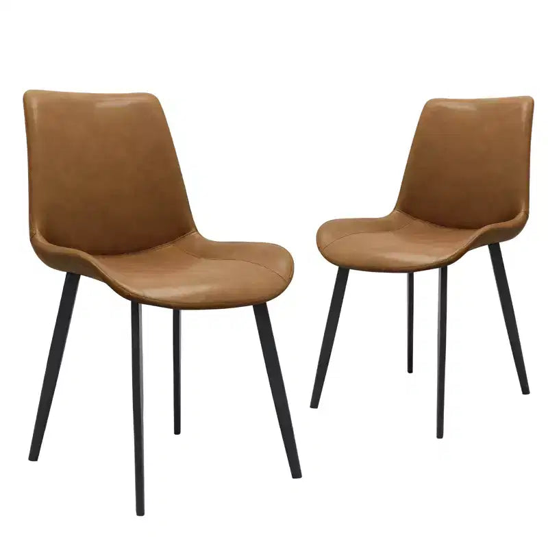 Chaise de salle à manger moderne Kelila GDFStudio, revêtement en similicuir et pieds en métal