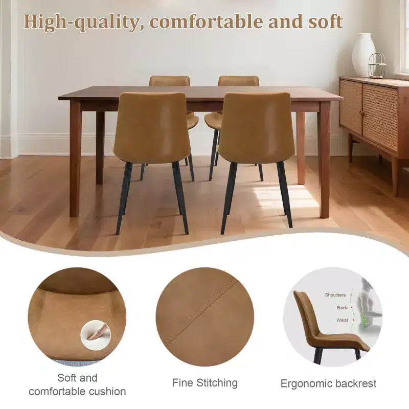 Chaise de salle à manger moderne Kelila GDFStudio, revêtement en similicuir et pieds en métal