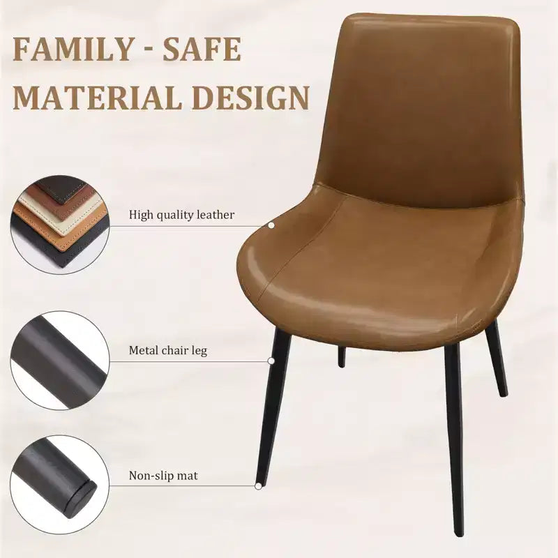 Chaise de salle à manger moderne Kelila GDFStudio, revêtement en similicuir et pieds en métal