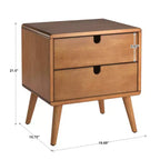 Camryn Oak Finish 2-Drawer Nightstand - Oak - iNSPIRE Q