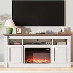 Meuble TV de ferme, meuble de divertissement de 58 pouces pour téléviseurs jusqu'à 65 pouces, console média avec compartiments de rangement ouverts pour salon