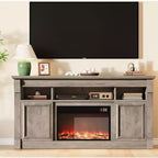 Meuble TV de ferme, meuble de divertissement de 58 pouces pour téléviseurs jusqu'à 65 pouces, console média avec compartiments de rangement ouverts pour salon