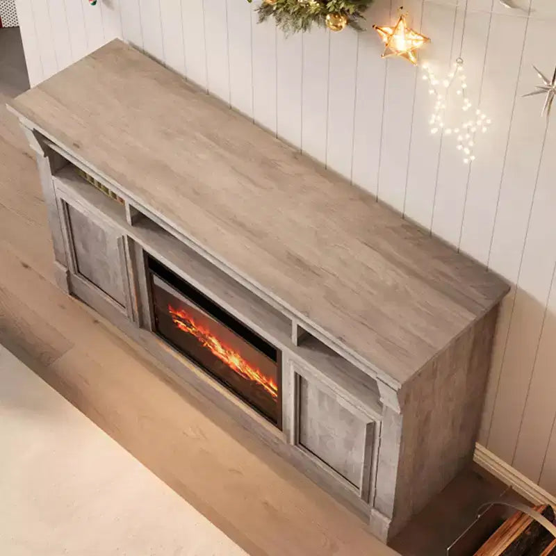 Meuble TV de ferme, meuble de divertissement de 58 pouces pour téléviseurs jusqu'à 65 pouces, console média avec compartiments de rangement ouverts pour salon