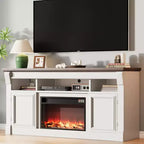 Meuble TV de ferme, meuble de divertissement de 58 pouces pour téléviseurs jusqu'à 65 pouces, console média avec compartiments de rangement ouverts pour salon