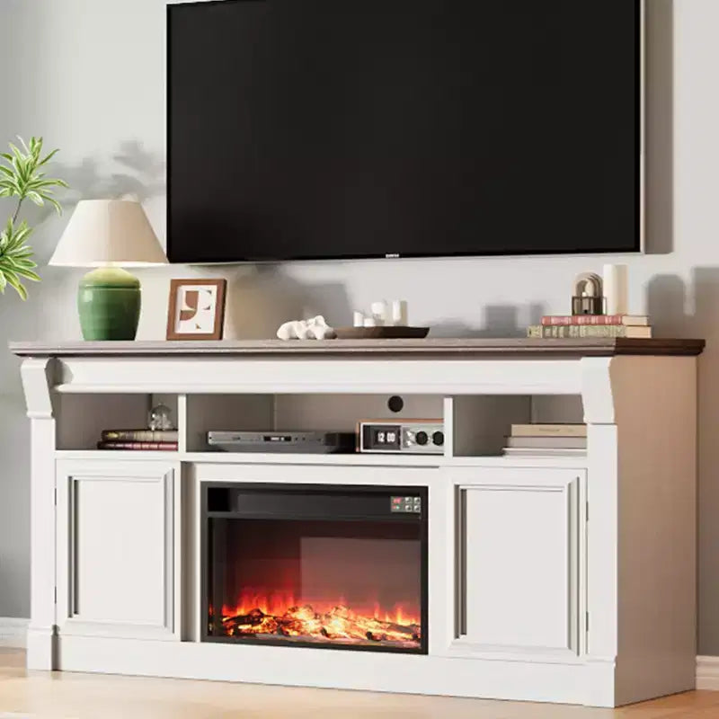 Meuble TV de ferme, meuble de divertissement de 58 pouces pour téléviseurs jusqu'à 65 pouces, console média avec compartiments de rangement ouverts pour salon