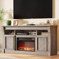 Farmhouse TV Stand, 58 Entertainment Center for TVs up to 65 Inches, Media Console with Open Storage Cabinets for Living Room