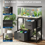 20-29 Gallon Fish Tank Stand with Power Outlets, Heavy Duty Metal and Wood Aquarium Table with Storage Shelf for Living Room